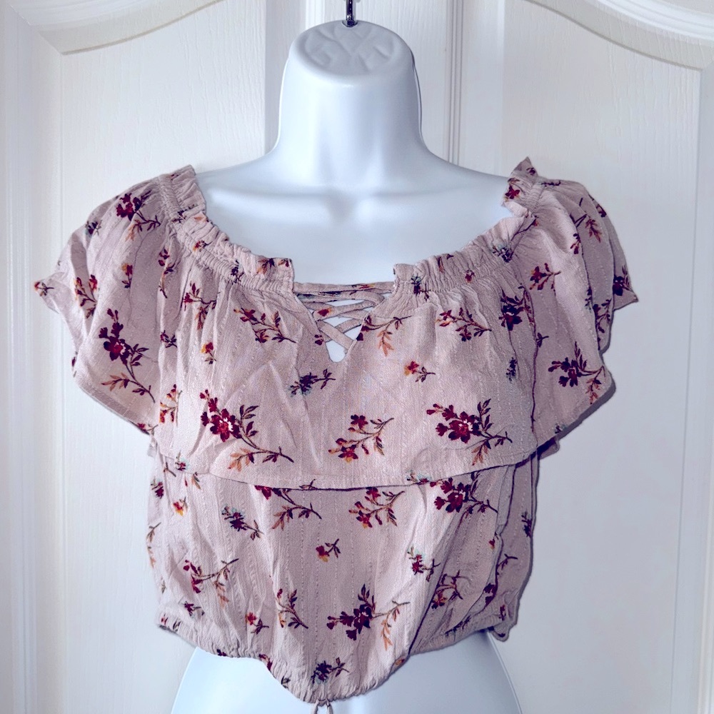 American Eagle AE Floral Off-Shoulder Crop Top NWT Sz M
